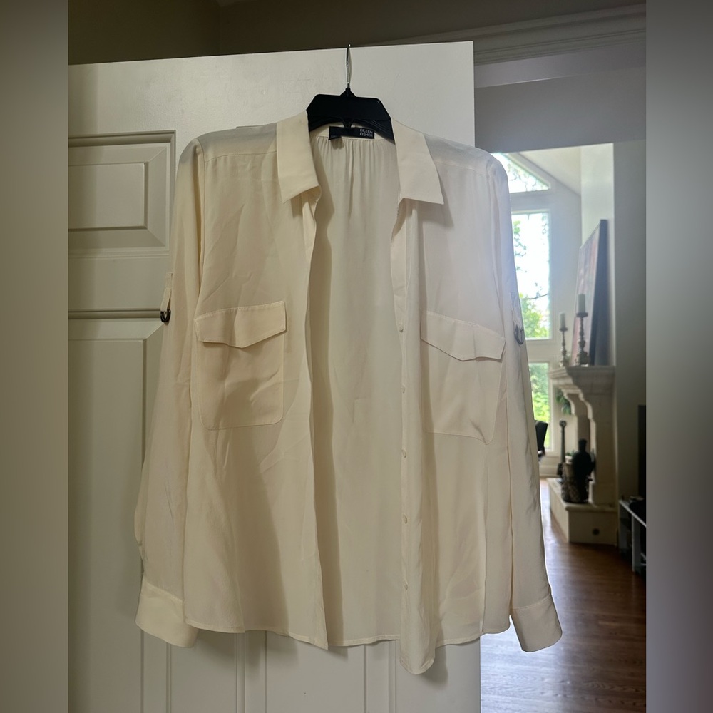 Eileen Fisher 100% Silk Cream Blouse